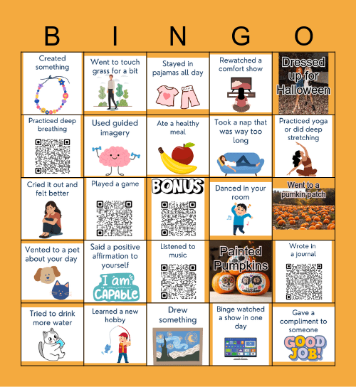 MENTAL HEALTH Bingo Card