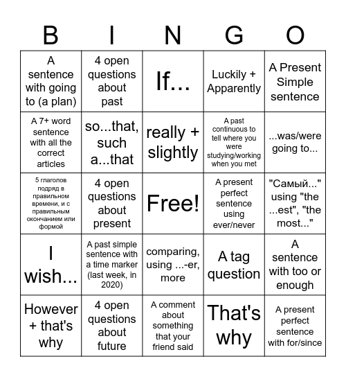 Wow, I didn't know that about you! Bingo Card