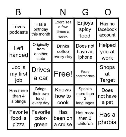 TEAM BUILDING Bingo Card