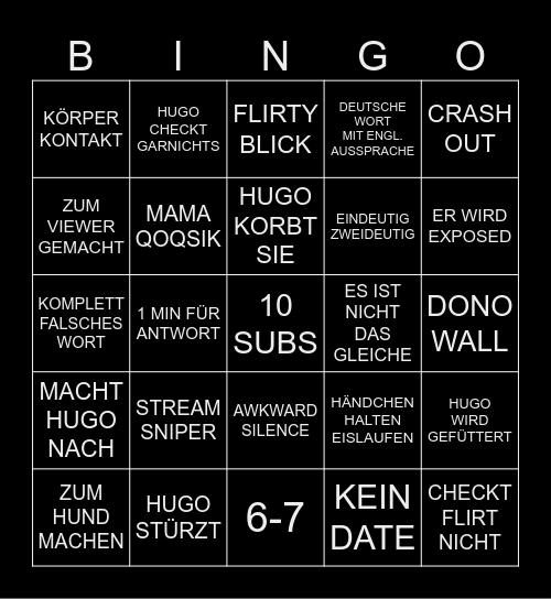 STOCKHOLM SYNDROM BINGO Card