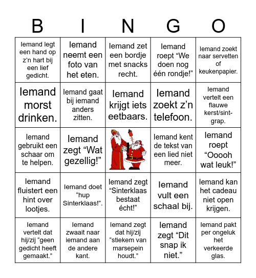 Sinterkerst Bingo Card