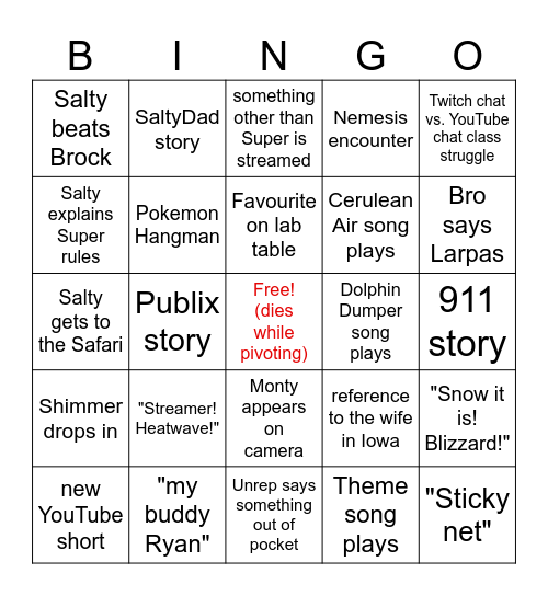Saltydolphin Stream bingo Card