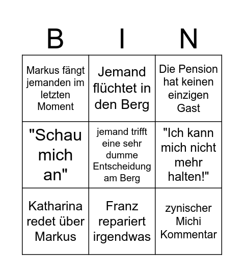 Bergretter - Folge 5 Bingo Card