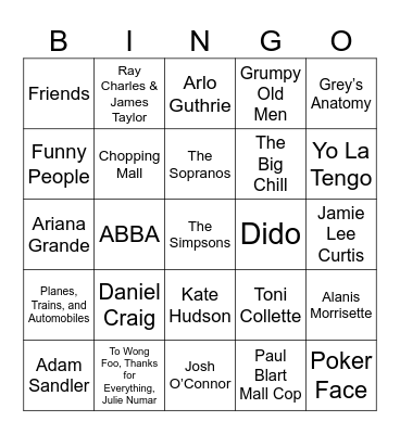 Thanksgiving & Knives Out Bingo Card