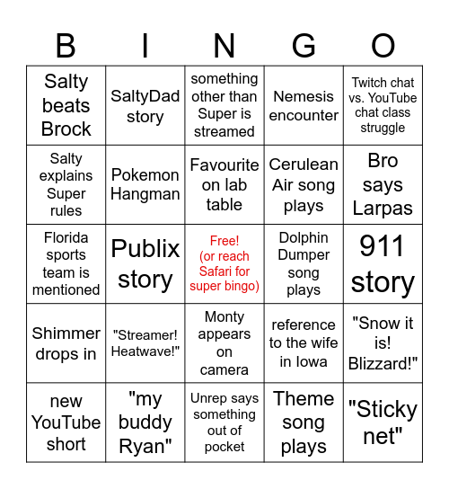 Saltydolphin Stream bingo Card