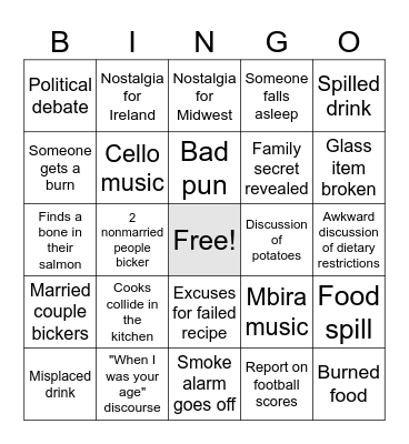 Thanksgiving 2025 at 525 Bingo Card