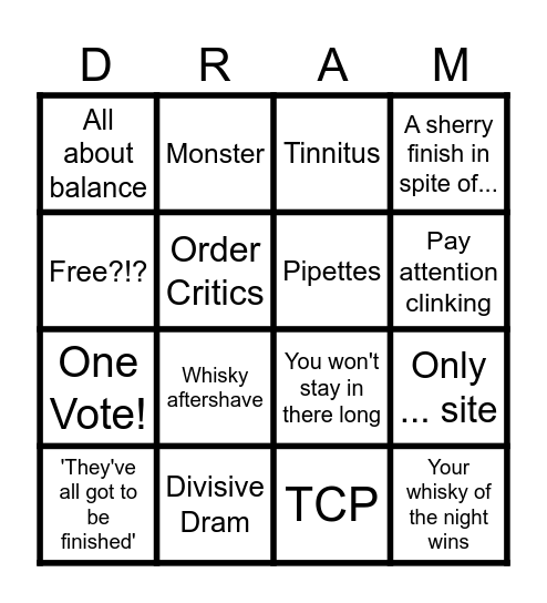 Gauntleys Christmas Tasting Bingo Card