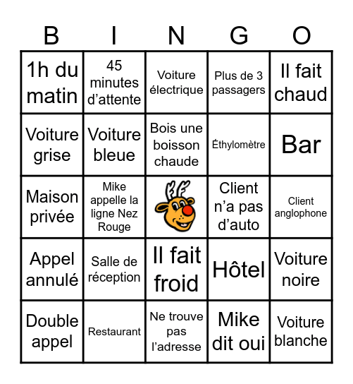 Bingo des téléphonistes de Nez Rouge Bingo Card