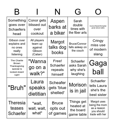 Bennett Thanksgiving BINGO Card