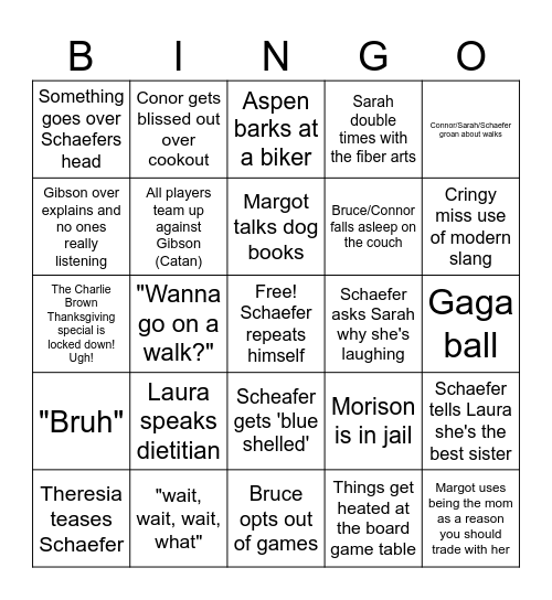 Bennett Thanksgiving BINGO Card