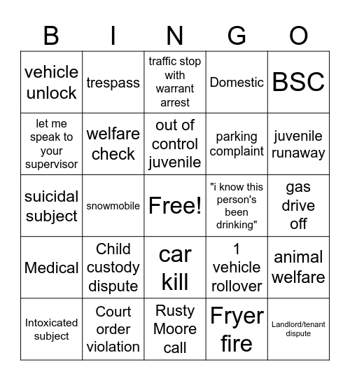 Thanksgiving 911 edition Bingo Card