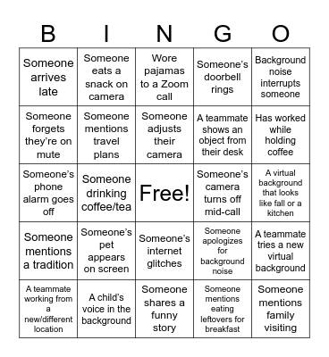 Thanksgiving Bingo Card