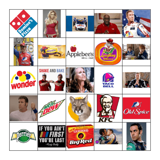 Talladega Nights Bingo Card