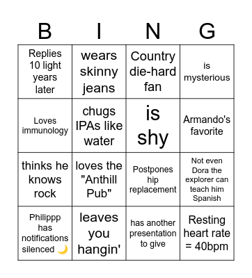 Philip Bingo Card