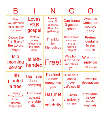 Family Bingo 2025 Bingo Card