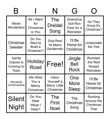 HOLIDAY SONGS Bingo Card