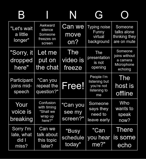 OAC Bingo Card