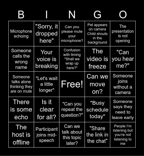 OAC Bingo Card
