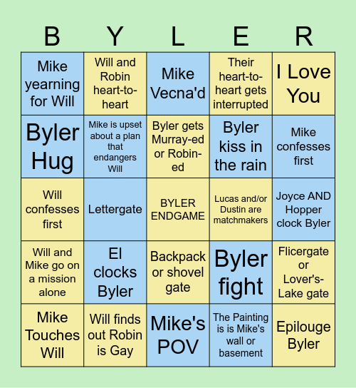 Byler Bingo Card
