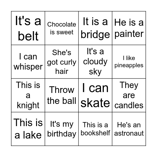 Secret sentences Bingo Card