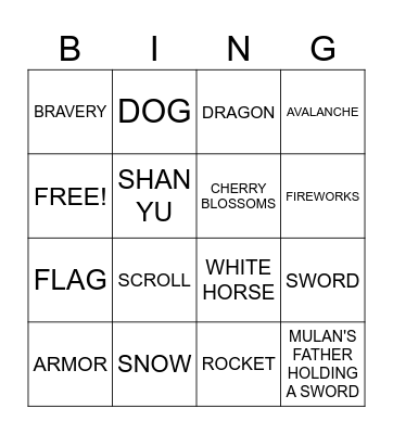 MULAN BINGO Card