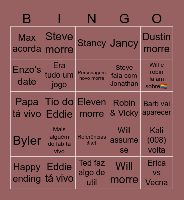 Stranger Things season 5 Bingo Card