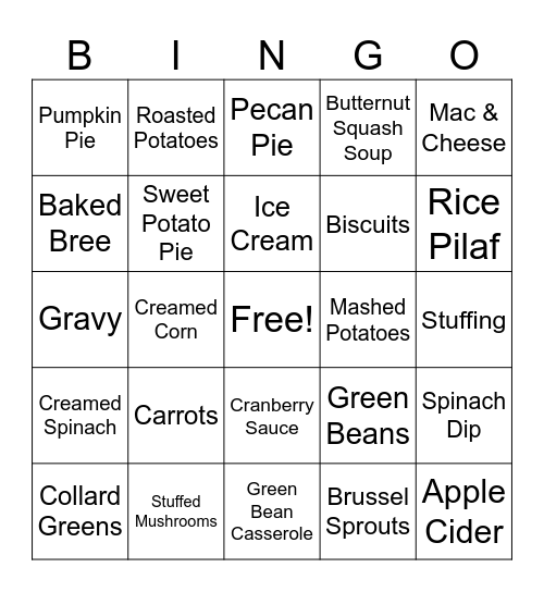 Thanksgiving Bingo Card