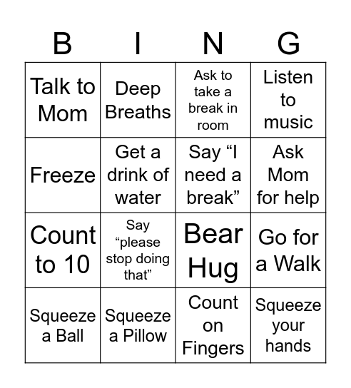 Ways to Feel Better Bingo Card