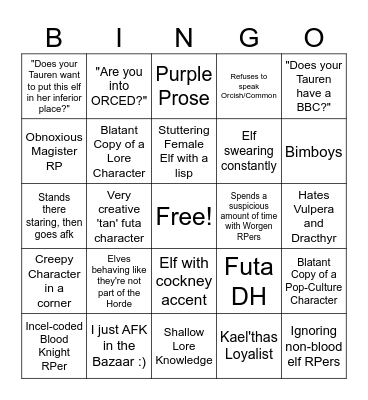 Silvermoon Bingo Card