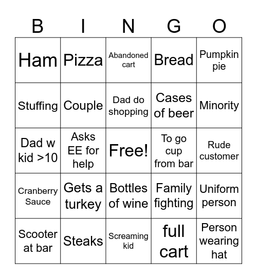 Teeter Bar Bingo Card