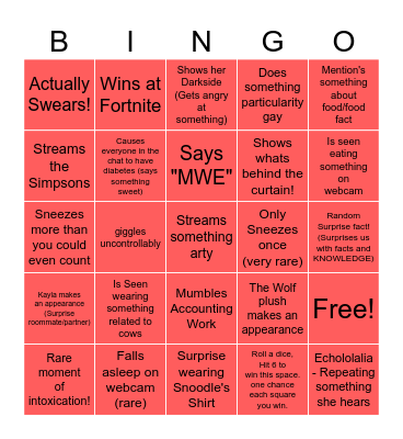 SURPRISE! Bingo Card