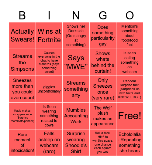 SURPRISE! Bingo Card
