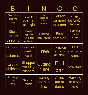 BLACK FRIDAY Bingo Card