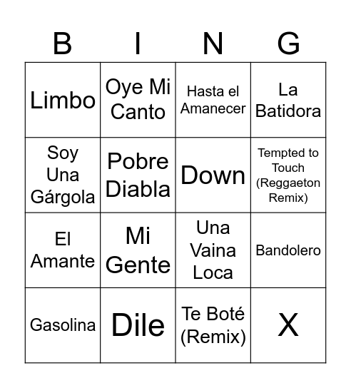 Bingo musical Bingo Card