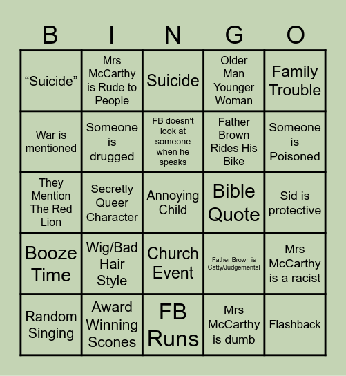Father Brown 🤪 Bingo Card