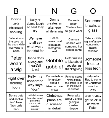 Family thanksgiving Bingo Card