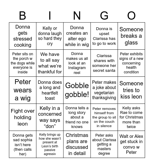 Family thanksgiving Bingo Card