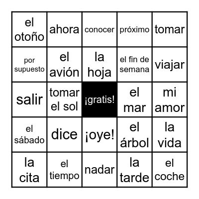 Bingo de Vocabulario Bingo Card