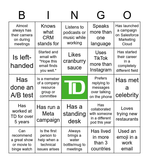 Marketing Transformation Townhall Bingo! Bingo Card
