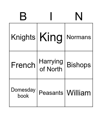 History Bingo Card