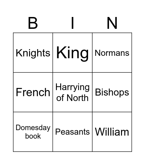History Bingo Card