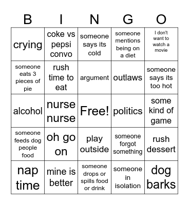 Thanksgiving BINGO Card