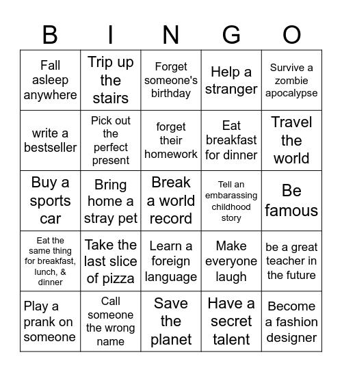 Most Likely To... Bingo Card