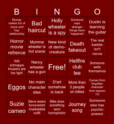 Strango Thango 5 Part1 Bingo Card
