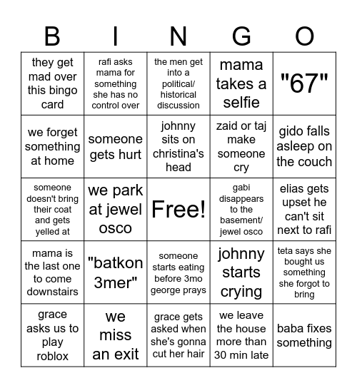 Thanksgiving Bingo Card