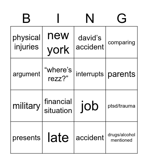 lindsey Bingo Card