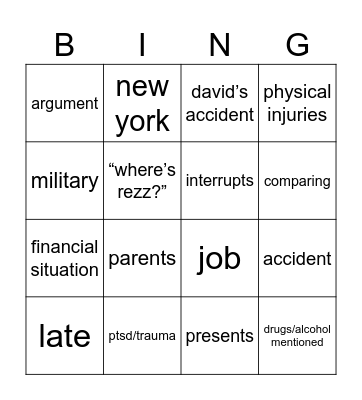 lindsey Bingo Card