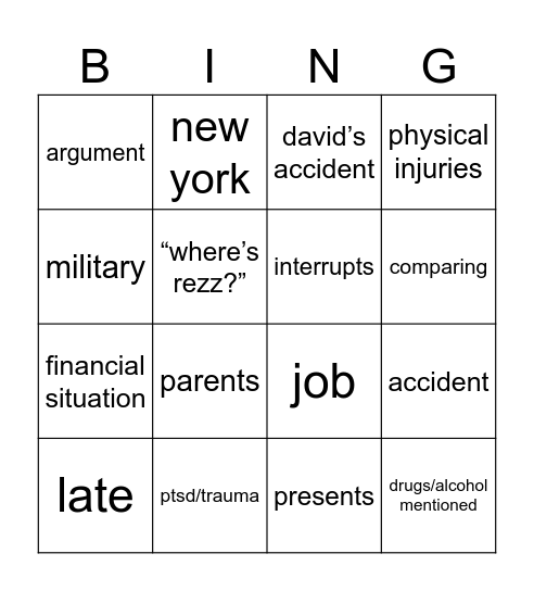 lindsey Bingo Card
