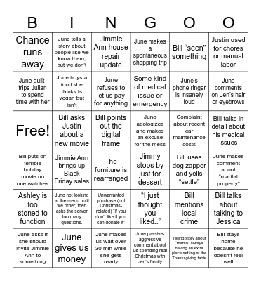 Thanksgiving 2025 Bingo Card