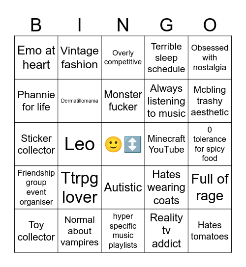 Ellie Bingo Card